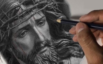 El rostro pintado a carbón de Jesús