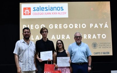 Olaia Aura y Diego Gregorio premio Futur que otorga la UPV Alcoy