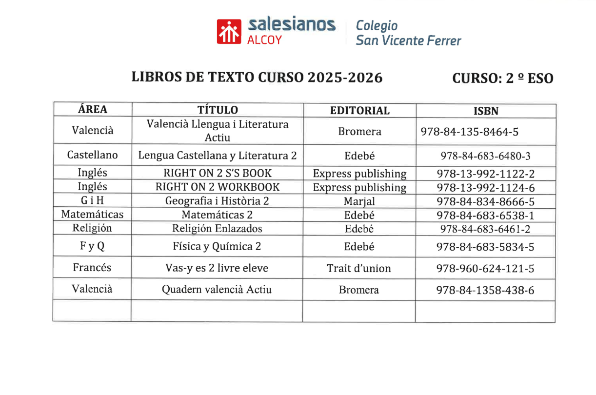 libros de texto 2º eso