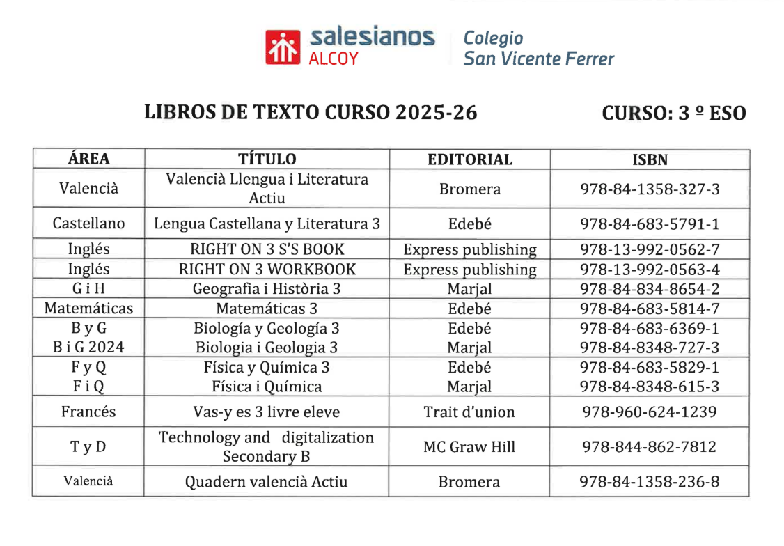libros de texto 3º eslo