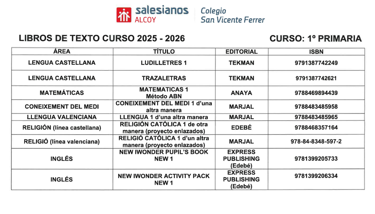 libros texto 1º