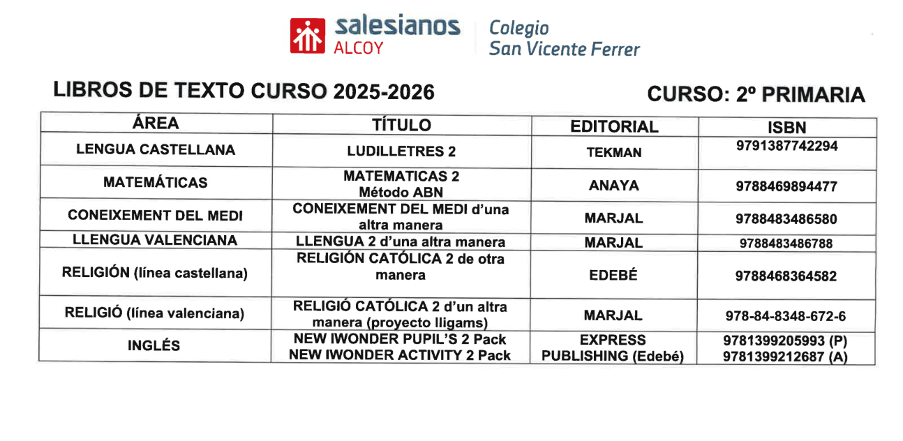 libros texto 2º