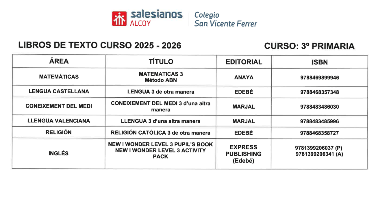 libros texto 3º