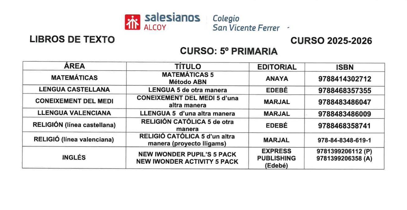 libros texto 5º